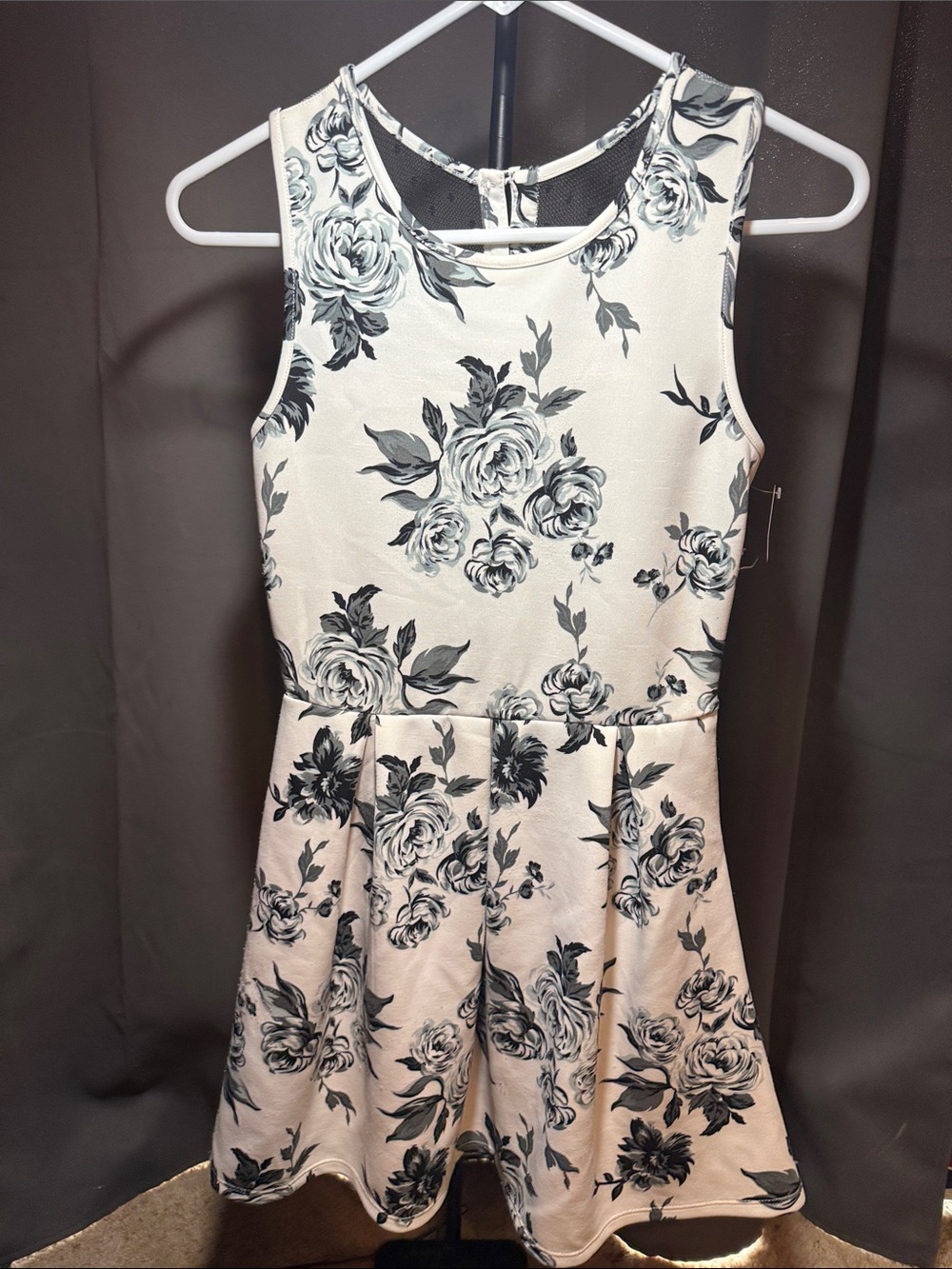 Forever 21 Girls Cream Dress with Black Floral Print